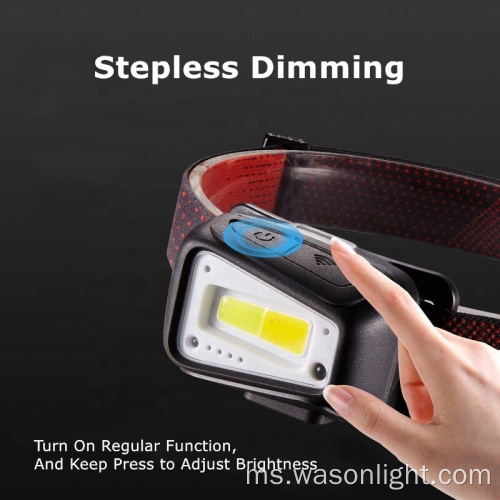 Label peribadi baru OEM High End Versi LED Lampu Ketua Type-C Recless Stepless Dimming Cob Outdoor Camping Fishlamp